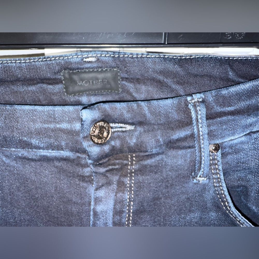 MOTHER The Looker High Waist Ankle Fray Last Call Dark Blue Jeans Size 30 - Picture 5 of 11